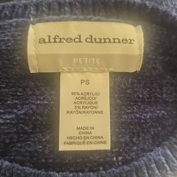 Alfred Dunner Womens Petite Chenille Blue Colorblock Sweater, NWT, PS - Picture 11 of 11